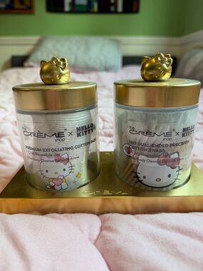 Crème HELLO KITTY Gold Reusable Cotton Pad & Swab Set